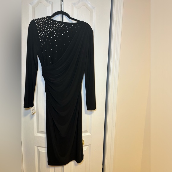 NWT Joseph Ribkoff - Classy Elegant Black Long Dress with Embellished Neckline - Picture 2 of 9